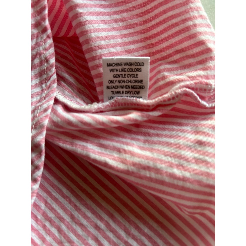 Chadwicks Womens Pink White Striped Sleeveless Button Down Shirt Cotton Tunic PL - Picture 8 of 10